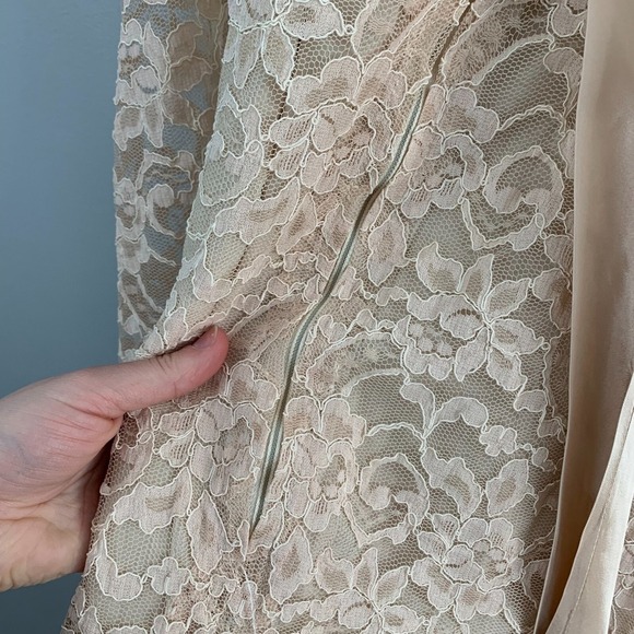 Vintage Dela Ann Loungewear Womens Day Dress Lace Bow Girl Coquette Satin M 422 - Picture 6 of 16